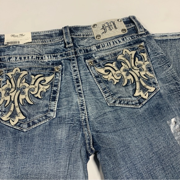 NWT Buckle Miss Me Boot Cut Jeans Embellished Pockets Bling Womens Mid Rise 0485 - Picture 14 of 15